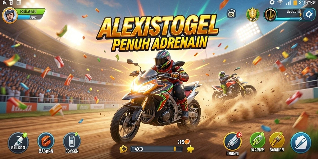 Screenshot ALEXISTOGEL menampilkan aksi balapan yang dinamis dan menarik.