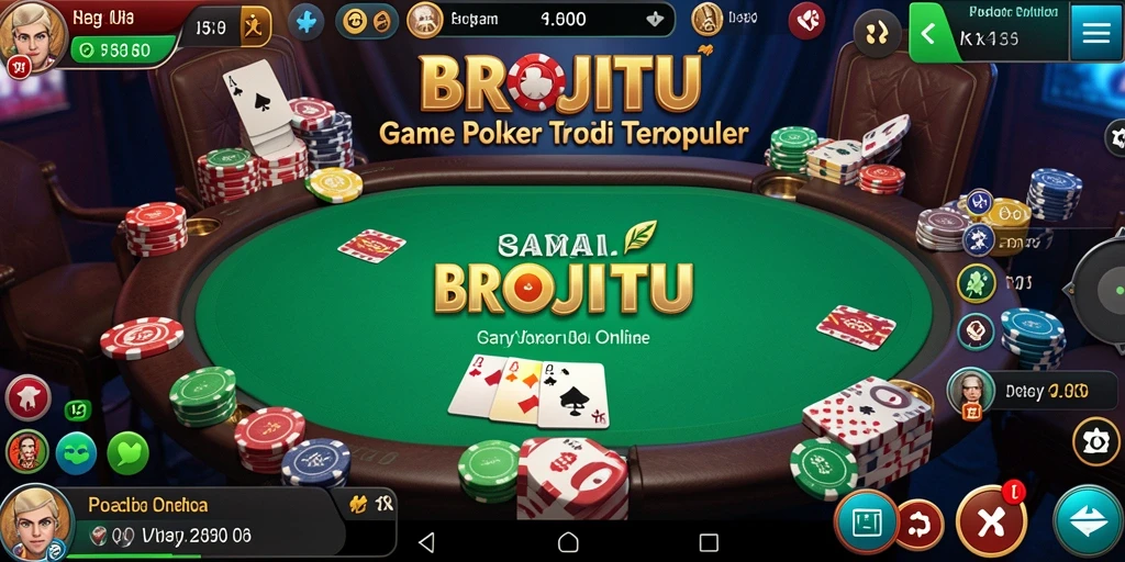 Tampilan gameplay Poker yang seru dan interaktif dalam BROJITU.