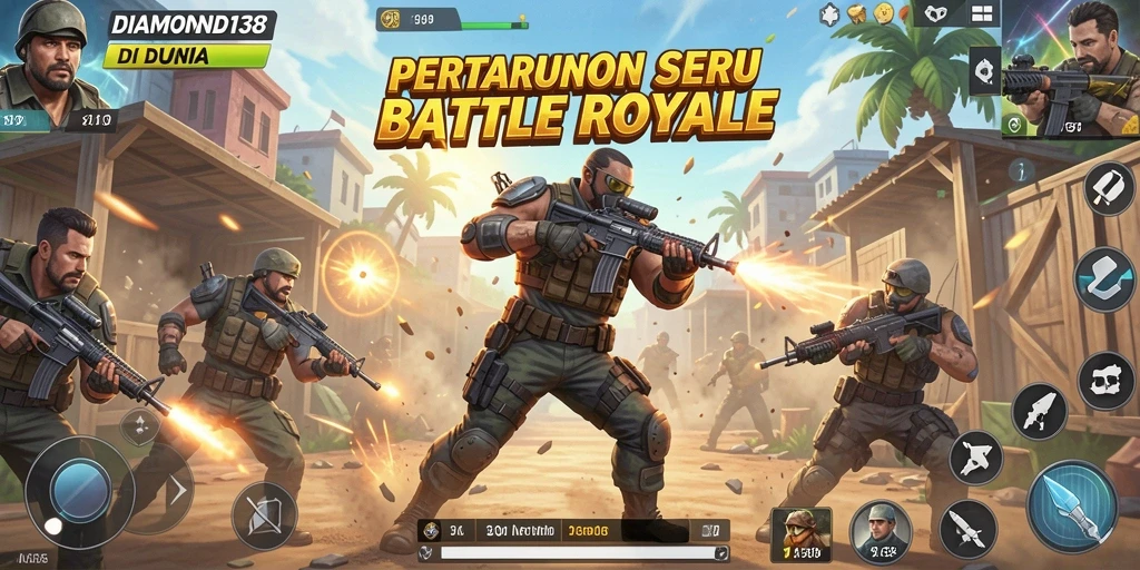 Screenshot gameplay DIAMOND138 menampilkan pertarungan seru Battle Royale.